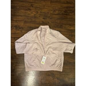 Puma Women Pink Full Zip Long Sleeve Pockets Windbreaker Jacket Size M